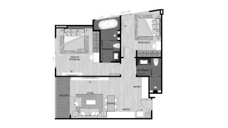Condominium floor plan, 2 bedrooms in The Sea Heaven No. 11013