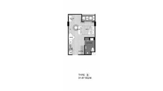 Condominium floor plan, 1 bedroom in The Sea Heaven No. 11025