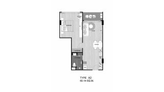 Condominium floor plan, 1 bedroom in The Sea Heaven No. 11026